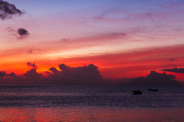 Beautiful colorfull sky of sunset and clouds on the sea