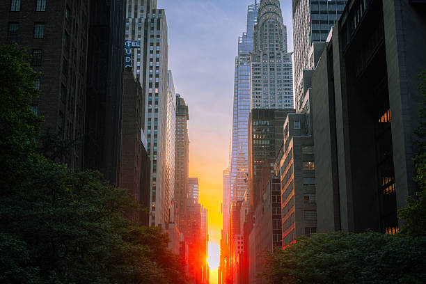 istock Looking Down 42nd Street at Sunset 2222614226