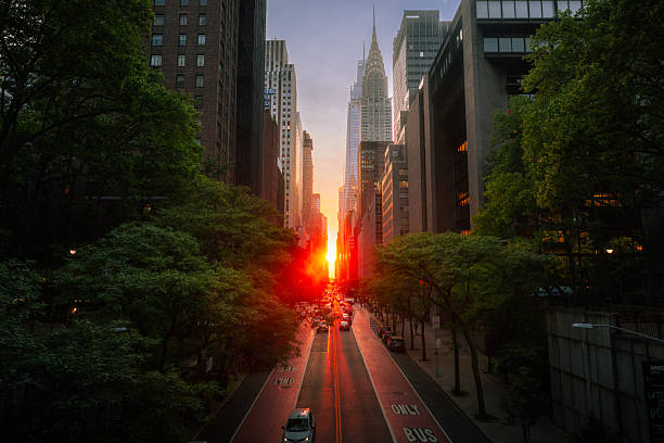 istock Looking Down 42nd Street at Sunset 2222616776