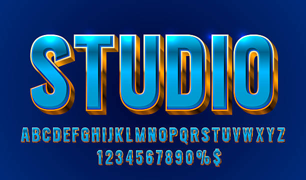 Studio font set collection, letters and numbers symbol. Vector illustration