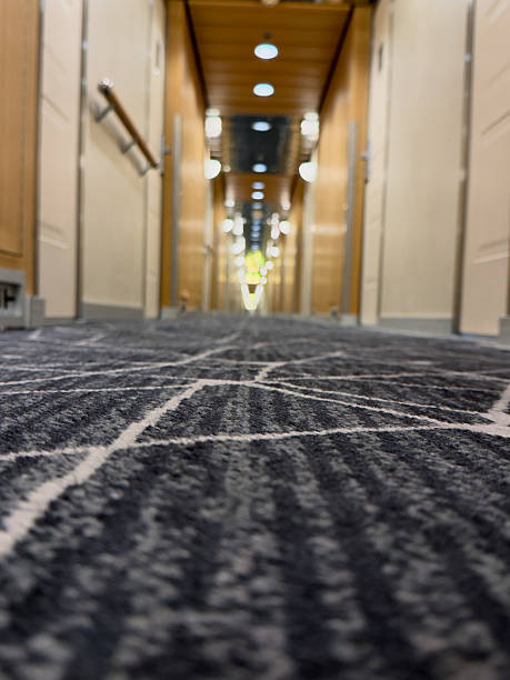 istock Carpeted hallway in cruise ship 2222623335