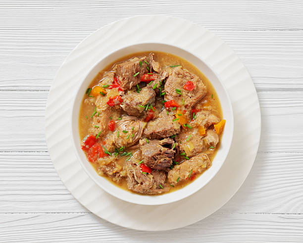 istock braised meat stew of beef and pork, top view 2222627134
