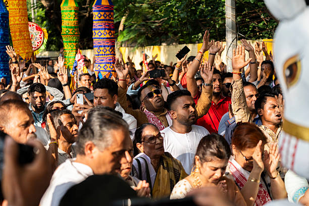 Hindu devotees takes part in Rath Yatra religious procession Guwahati, India on June 27, 2025. Rath Yatra, also known as the Chariot Festival, is a major Hindu festival celebrated in India.