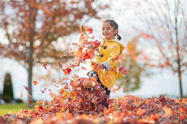 istock Child Playing Joyfully Outdoors in Autumn Leaves on a Sunny Day 2222634511