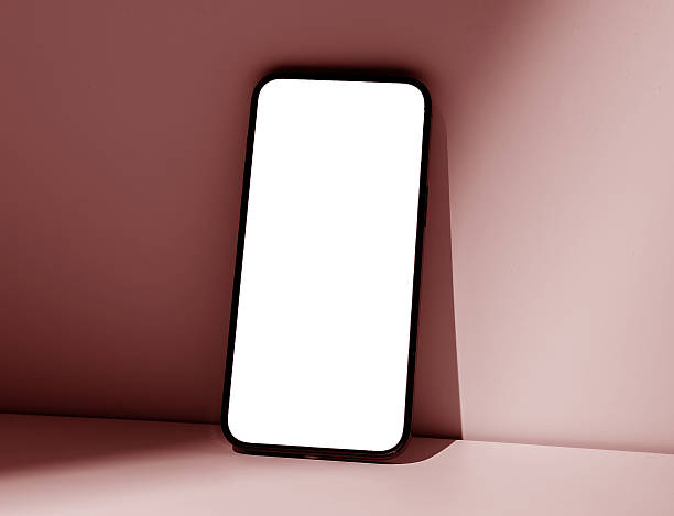 istock Smartphone mock up closeup. Black mobile device with blank screen, abstract minimalistic background, 2222639269