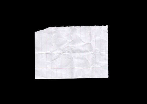 Crumpled blank receipt paper on white background with clipping path