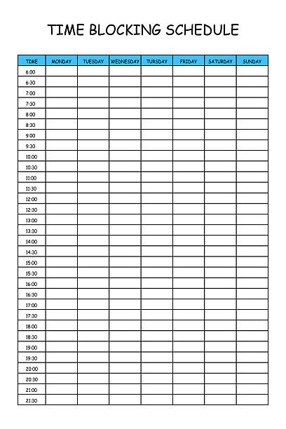 istock 24 Hourly Weekly Schedule - Monday Start. Mockup for daily scheduling and time management. 30-minute increment hourly planner templates. Time Planner 2222660665