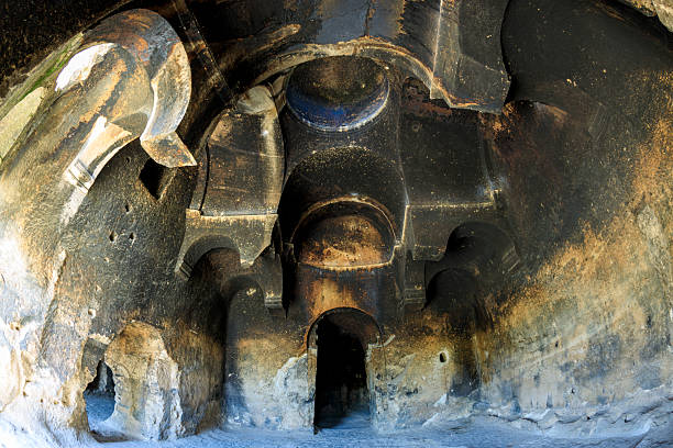 A rock-cut church carved into the cliffs in the village of Ayazini, located in the Phrygian Valley of Turkey.