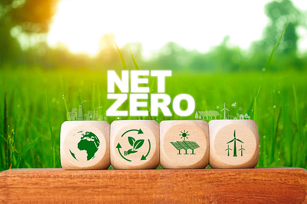 istock Net zero, carbon neutrality concept. Net zero icon at wood box on green blur background. Green Energy Renewable Sustainable ( ESG ). Net zero emission Idea innovative. carbon neutrality in 2050. 2222677035