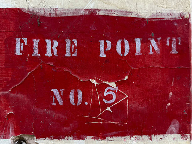 istock A red sign with white writing that says Fire Point No 2222683569