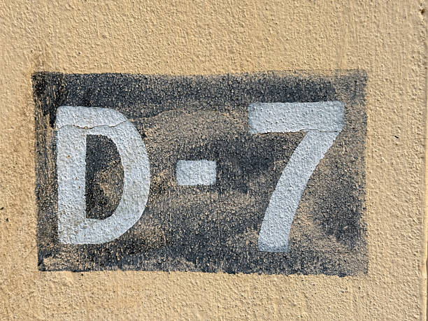 istock A black and white sign with the number D-7 on it 2222683686