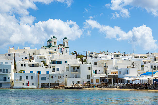 Architecture in Naousa town, Paros island, Cyclades, Greece.