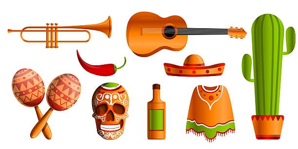 istock Mexican music icon set, cartoon style 2222705039