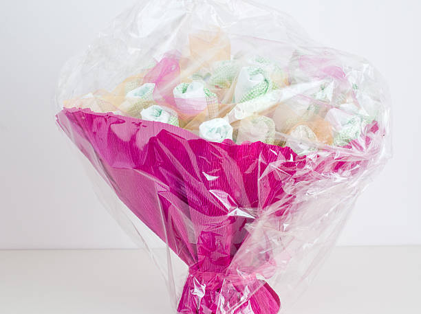 istock Beautiful basket made with diapers for children 2222705566