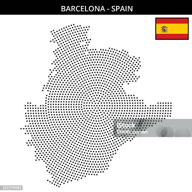 Barcelona Map Pattern Medium Circular Dotted Map Of Barcelona In Spain Stock Illustration ...