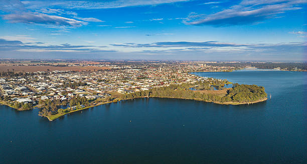 istock Farmland backdrop beyond Yarrawonga and lakeside treetops 2222718793
