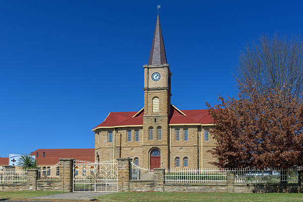 Reitz, South Africa - May 23, 2025: The historic Dutch Reformed Church in Reitz, built with sandstone.