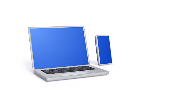 istock Laptop And Smartphone Mockup With Blank Blue Screens On White Background, Perfect For App Design, Website Presentation, And Technology Branding Concepts. Vector 2222723327