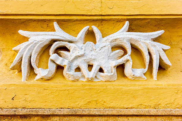 Vintage antique decorative classic white building facade