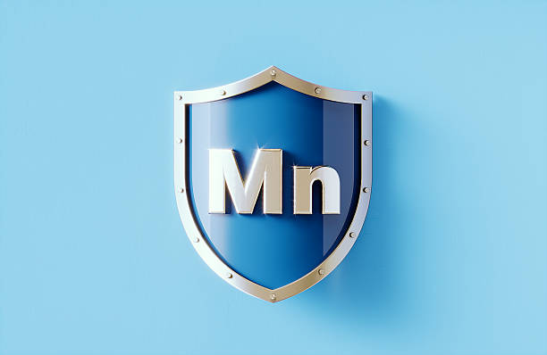 istock Mn (Manganese) Written Blue Shield On Blue Background - Healthy Lifestyle Concept 2222732754