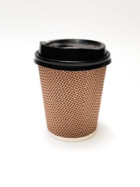 istock Disposable rippled paper coffee cup with Lids on white background 2222736483