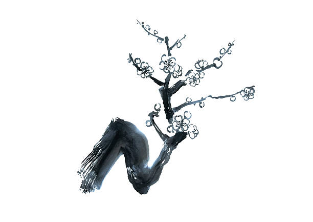 istock Ink Painting of Plum Tree Illustration for New Year and Celebration (Vector) 2222740416