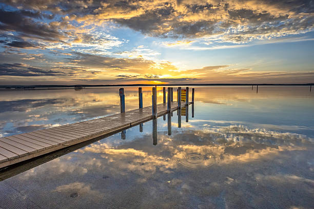 Higgins Lake West Boat Launch Sunrise. Michigan