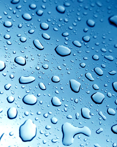 The water drops resting upon a smooth surface showcasing their beauty and details stock photo