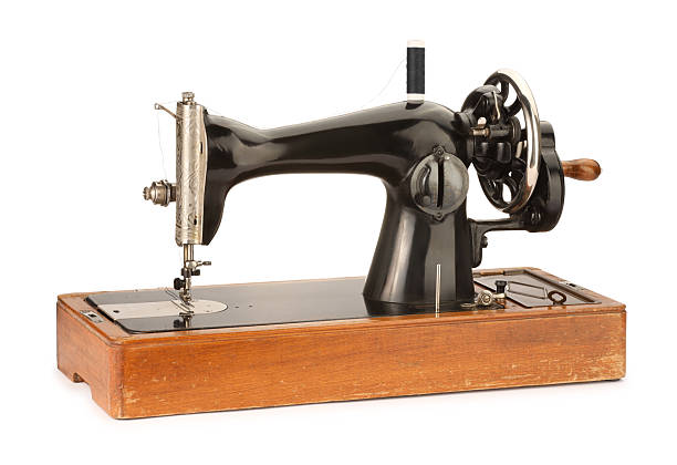 One vintage sewing machine isolated on white