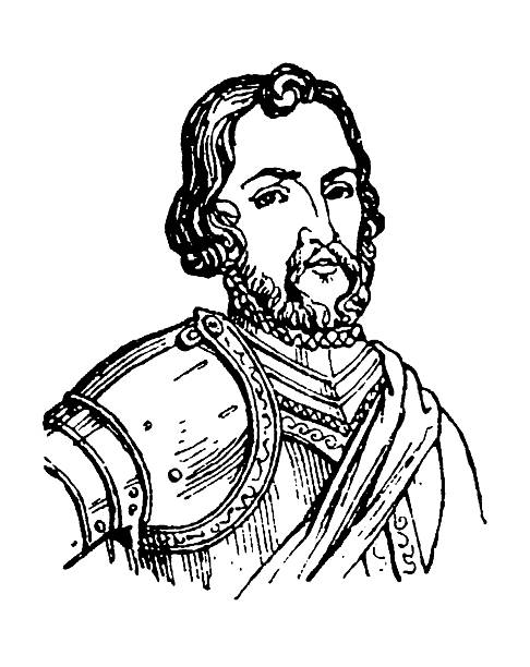 Hernan Cortes, 1485  1547, Spanish conquistador who led the expedition that caused the fall of the Aztec Empire, key figure in the Spanish colonization of the Americas, old vintage illustration, 1897