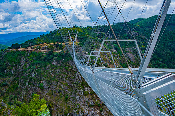 istock Iron suspension bridge for pedestrians 2222763420