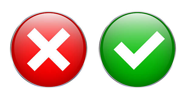 istock Green check mark emoji icon, approval button sign, tick and cross 2222763752