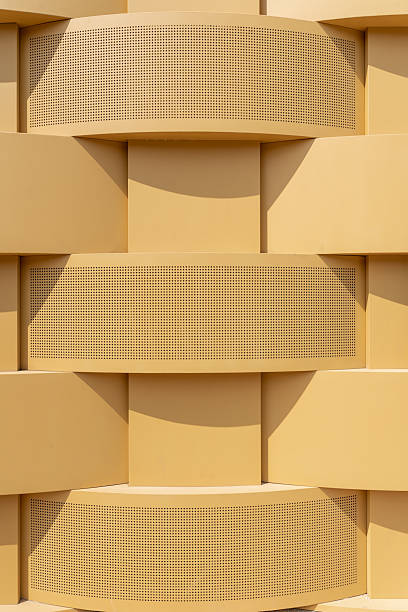 istock Geometric yellow wall background with design 2222766586