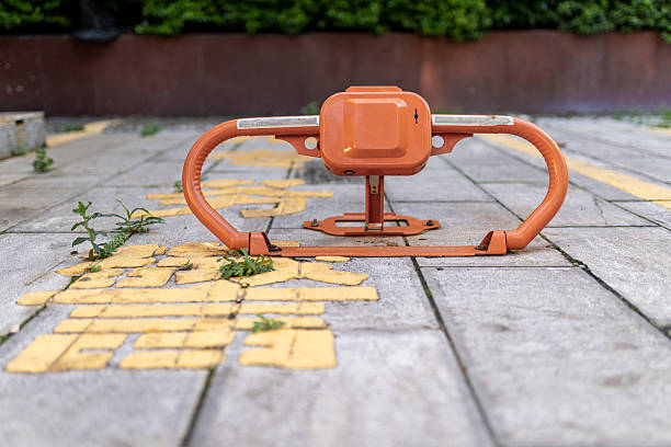 istock No parking security barriers and parking spaces 2222766627