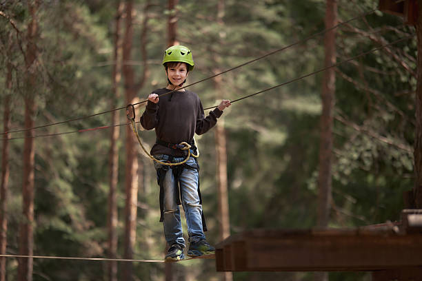 Japanese boy playing with flying fox (third grade at elementary school)