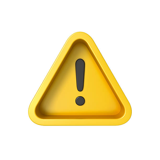 istock Yellow triangle caution warning sign or exclamation mark sign icon isolated on white background creative idea conceptual 3D rendering 2222770799