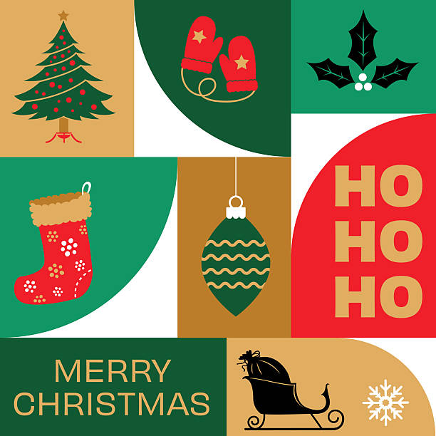 Christmas Template with simple Icons On Geometric Shapes. Easy to edit. Comes with a large high resolution jpeg.