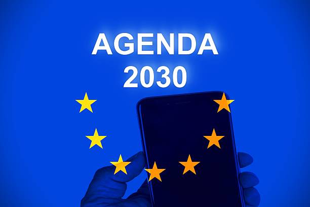 istock European flag with the text Agenda 2030 . 2222777013