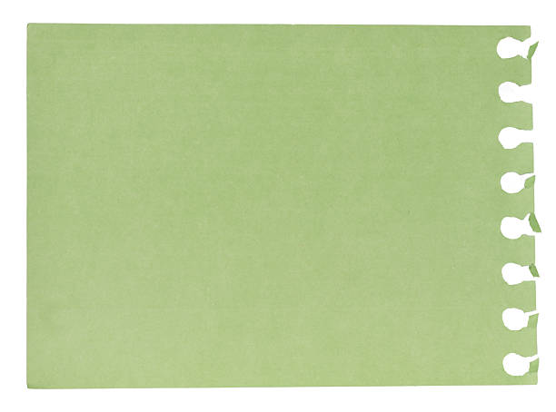 istock Green notepad paper sheet with perforation on one edge, isolated background 2222779267
