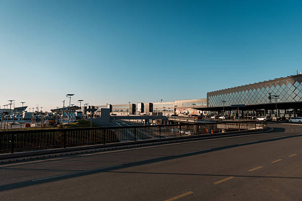 istock Urban Airport Drop-off Zone with Road Sign 2222780149