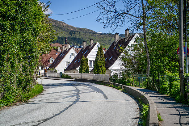 Bergen residential area, street view, daytime