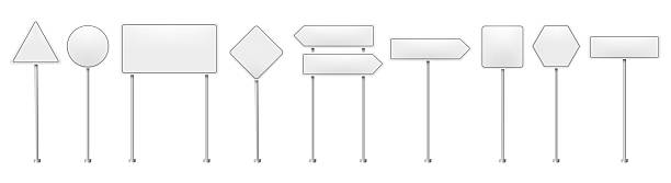 illustrations, cliparts, dessins animés et icônes de ensemble de modèles de panneaux de signalisation routière réalistes - indication de direction