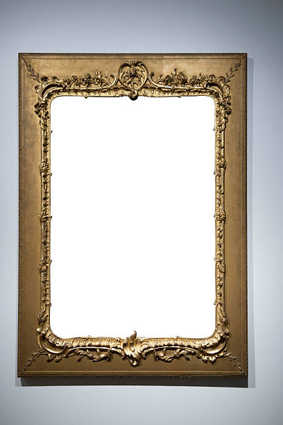 istock Antique Ornate Empty Gold Picture Frame on Gallery Wall 2222783285