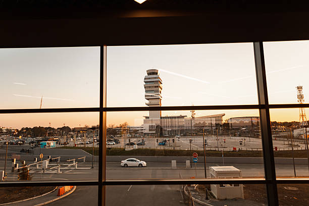 Air traffic control tower at Auckland International Airport, New Zealand. Built in the 1960's and due to be demolished and replaced by 2038.