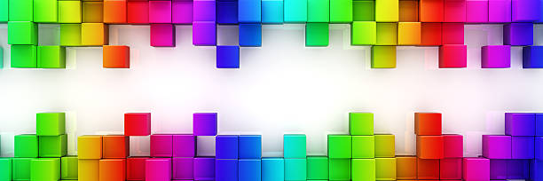 istock Rainbow of colorful blocks abstract background - 3d render 2222786196