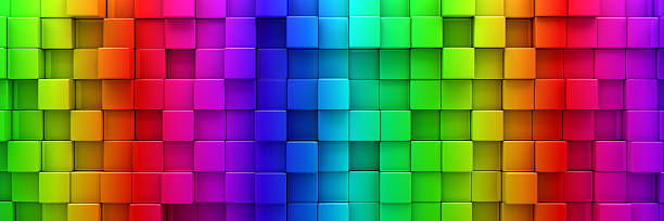 istock Rainbow of colorful blocks abstract background - 3d render 2222786219