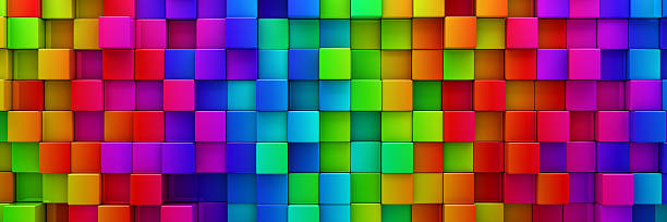 istock Rainbow of colorful blocks abstract background - 3d render 2222786245