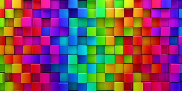 istock Rainbow of colorful blocks abstract background - 3d render 2222786262