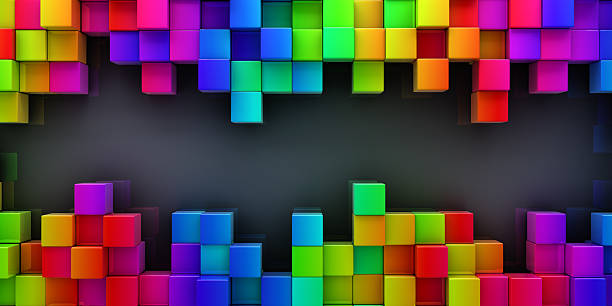 istock Rainbow of colorful blocks abstract background - 3d render 2222786274