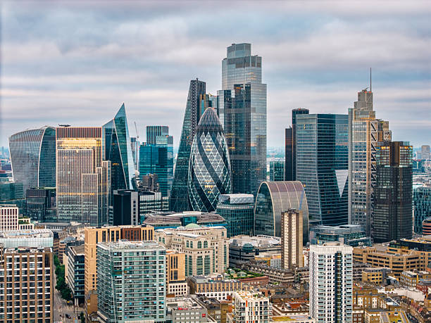London skyline showing modern buildings on a cloudy day